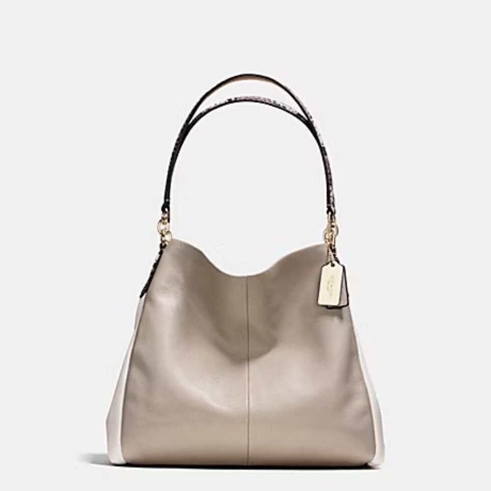Coach Madison Phoebe Tan & Chalk Shoulder Bag Purse